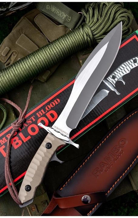 New Rambo Fixed Blade 9Cr18Mov Steel G10 Handle Camping Outdoor Utility Tool MK9