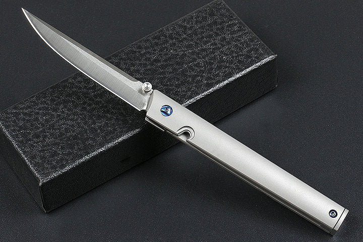 7.5'' New CNC D2 Steel Blade Full T4C Titanium Handle Pocket Camping Outdoor Hiking Folding Knife DF43
