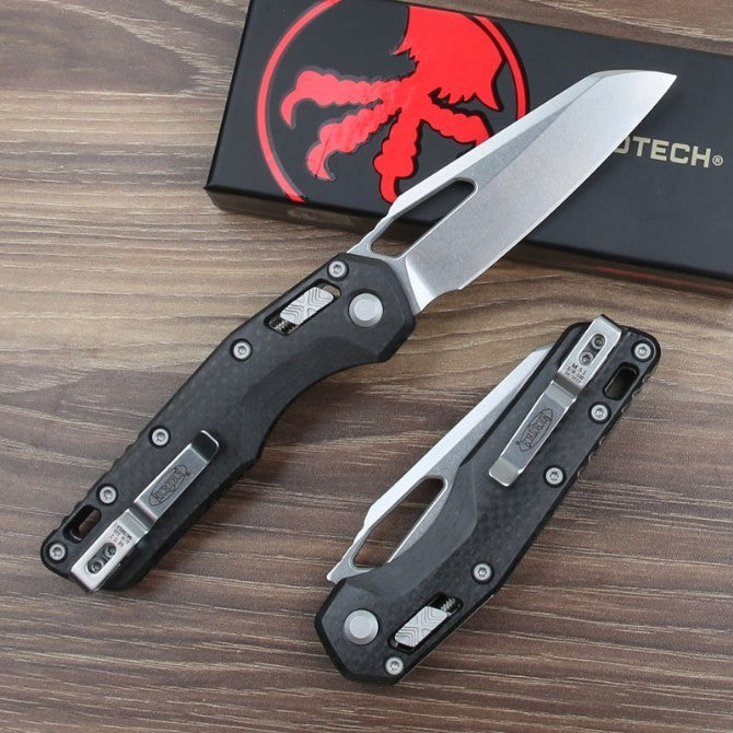 9''New CNC StoneWash M390 Blade Carbon Fibre Handle Camping Folding Knife VTF66
