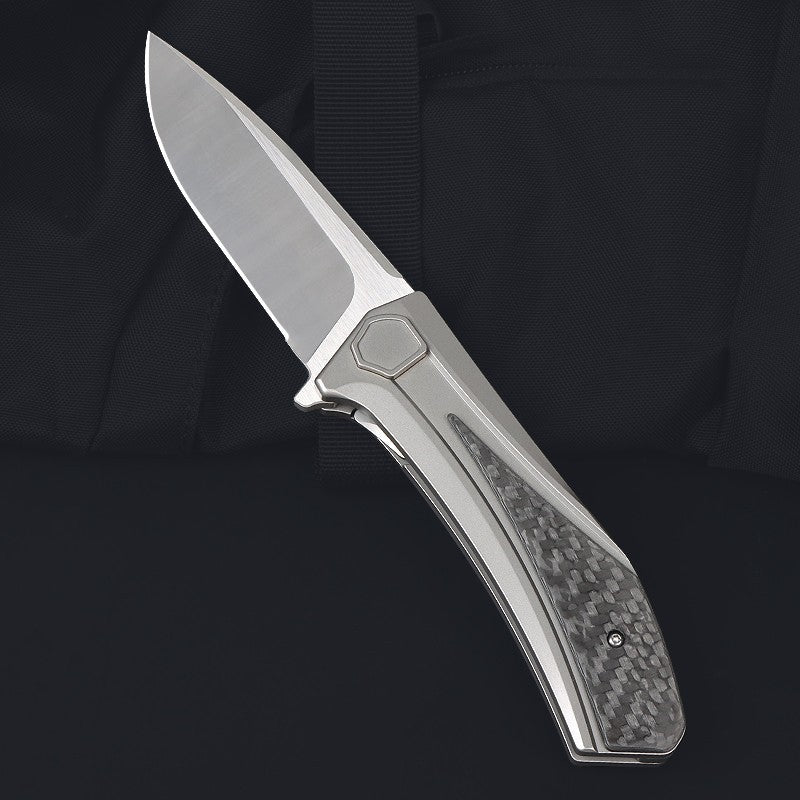 8'' New VG10 Blade Full T4C Titanium Handle Pocket Camping Outdoor Utility Folding Knife VTF18
