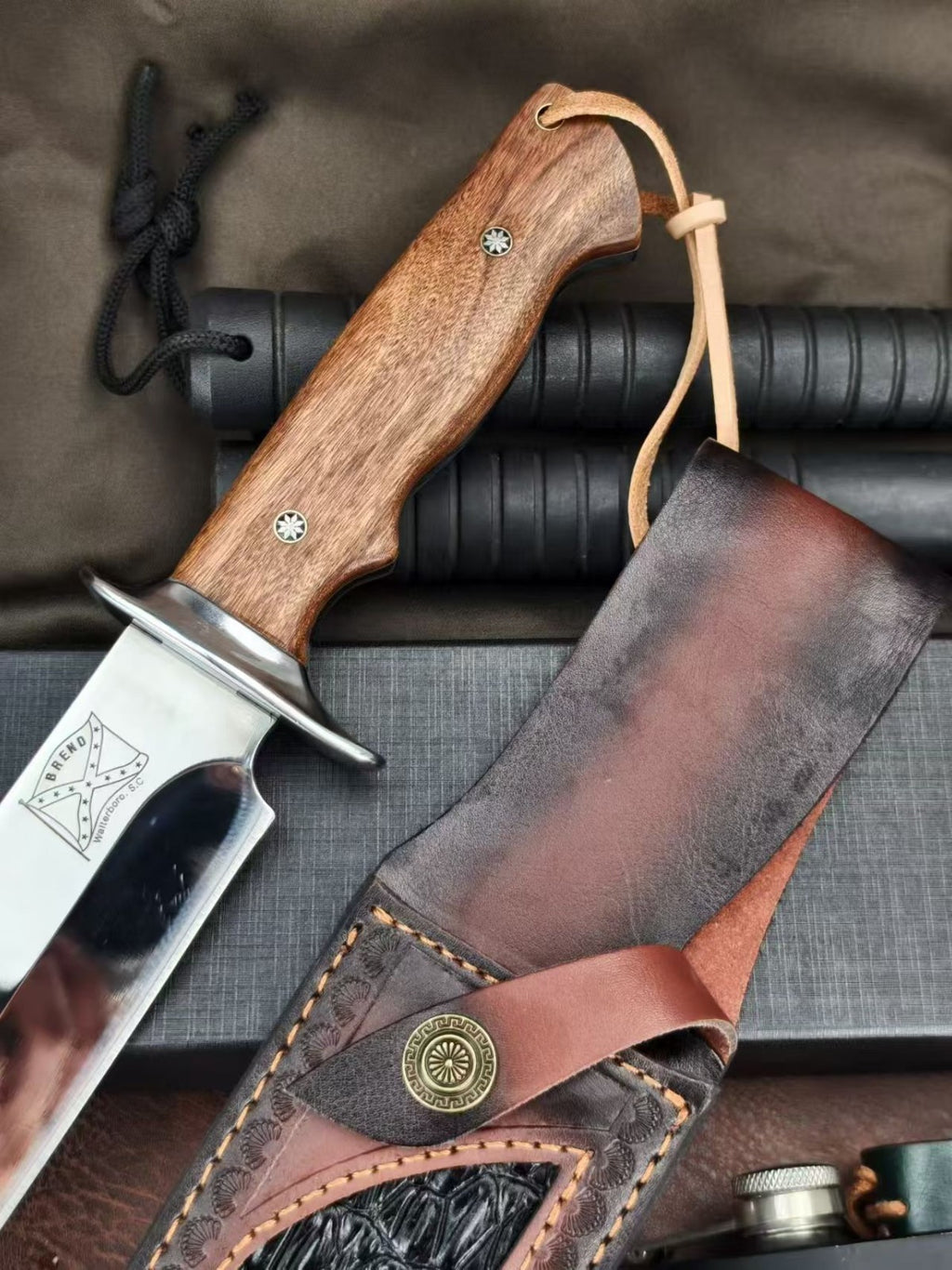 16'' New Mirror Light M390 Steels Wood handle Camping Outdoor Utility Knife M8