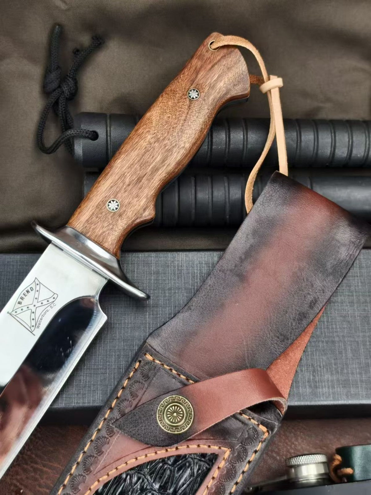 16'' New Mirror Light M390 Steels Wood handle Camping Outdoor Utility Knife M8