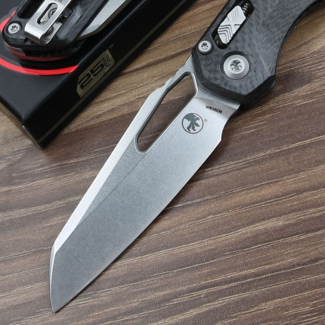9''New CNC StoneWash M390 Blade Carbon Fibre Handle Camping Folding Knife VTF66
