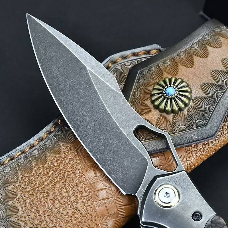 8.5'' New Wootz Steel Blade Wood Handle Camping Outdoor ToolFolding Knife VTF100