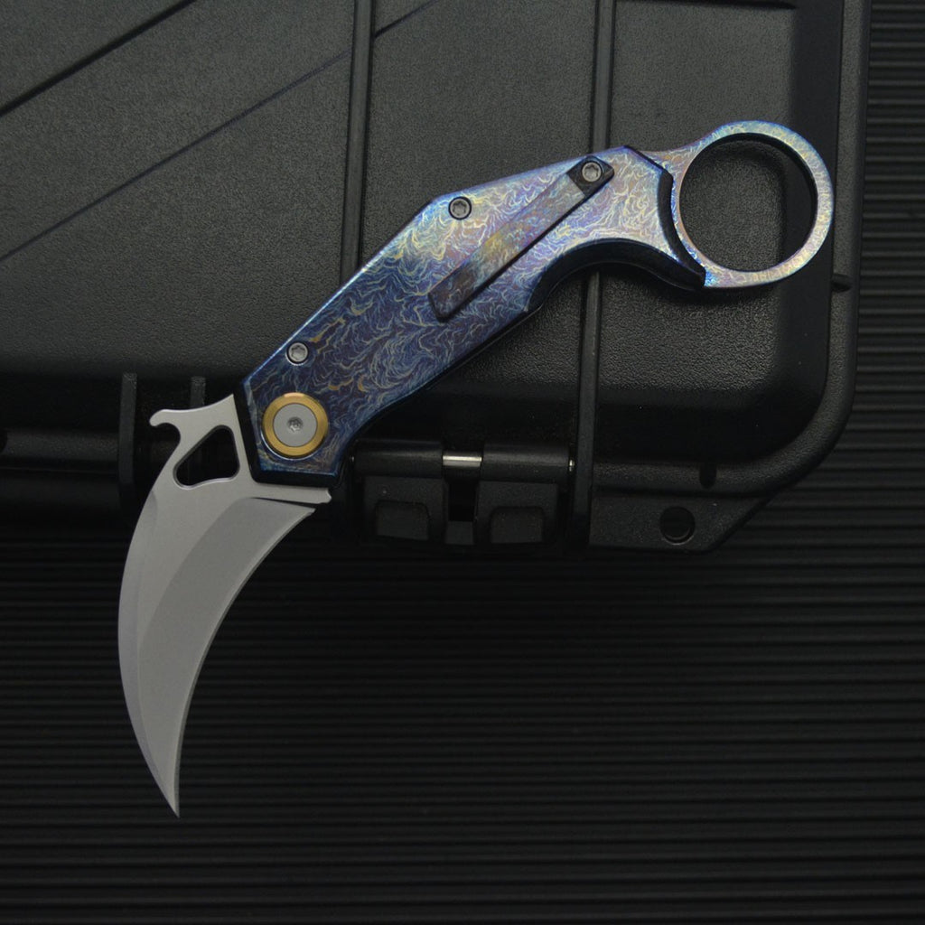 6.5'' New Manual Folding Knife 14C28N Sandvik Blade TC4 Handle Claw Knife C09