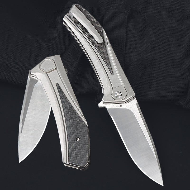 8'' New VG10 Blade Full T4C Titanium Handle Pocket Camping Outdoor Utility Folding Knife VTF18