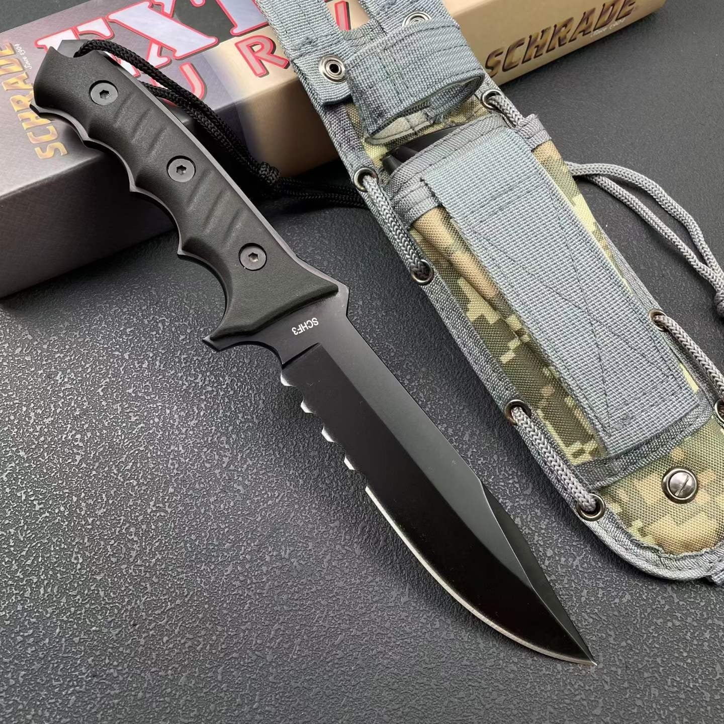 12'' New 9Cr15MoV Steels ABS handle Outdoor camping tool Hunting Knife VTH87