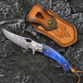 8'' New Fast Opening VG10 Damascus Blade Wood Handle Pocket Folding Knife VTF29