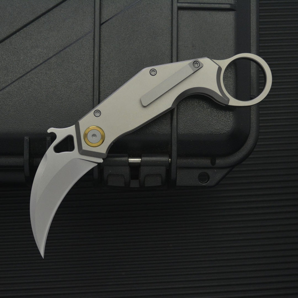 6.5'' New Manual Folding Knife 14C28N Sandvik Blade TC4 Handle Claw Knife C09
