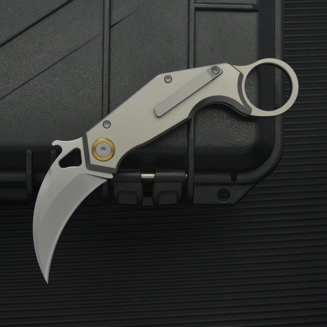 6.5'' New Manual Folding Knife 14C28N Sandvik Blade TC4 Handle Claw Knife C09